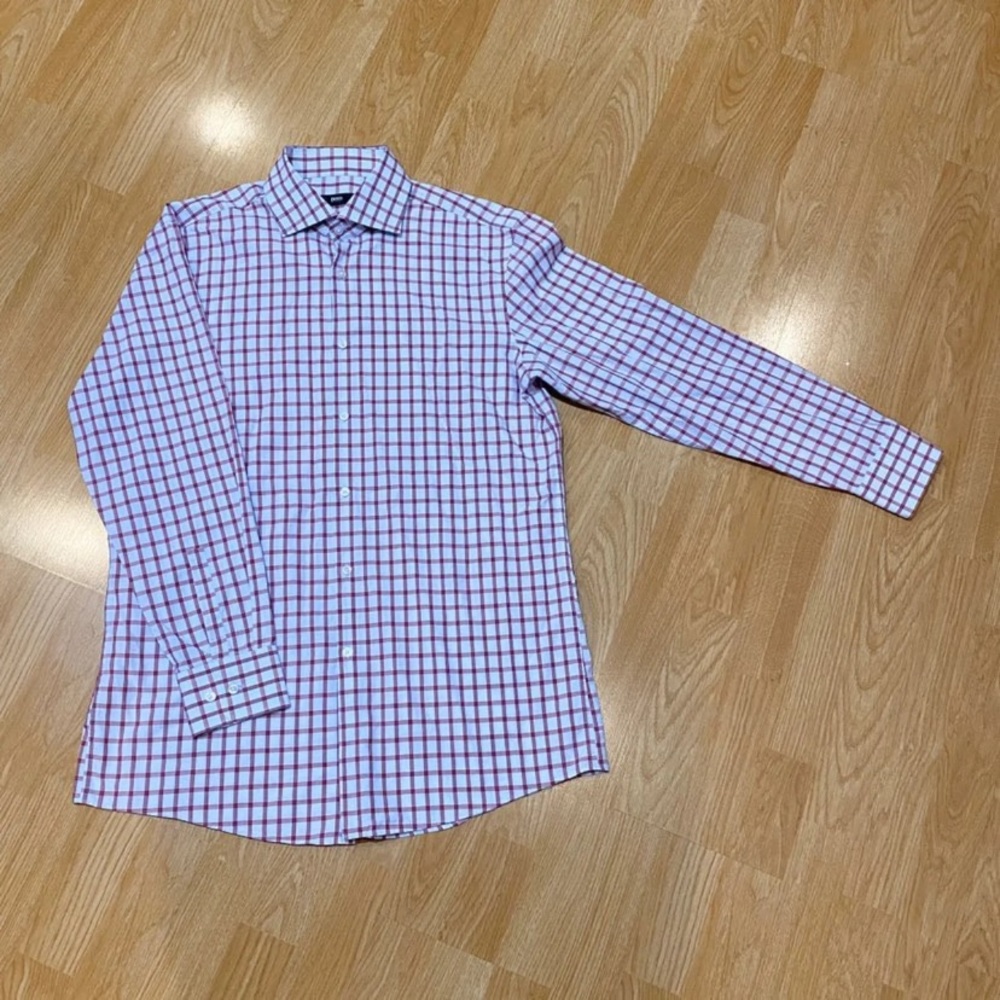 Hugo boss red plaid shirt